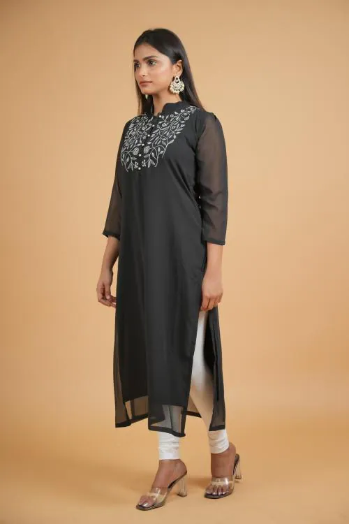 Elegant Black Embroidery Kurta