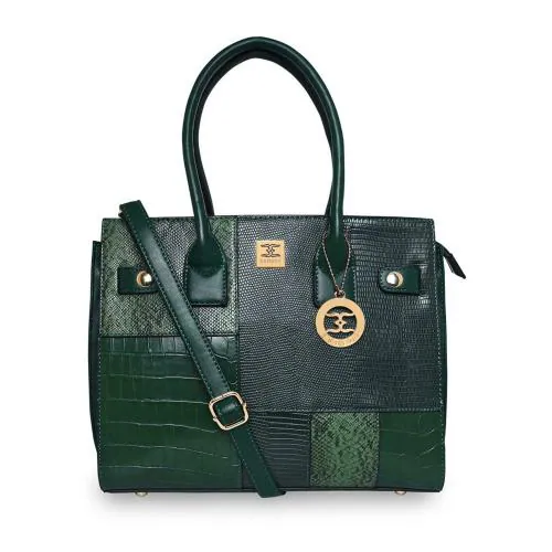 ESBEDA Dark Green Color Solid Pattern Top Handle handbag For Women-12388 (12388)