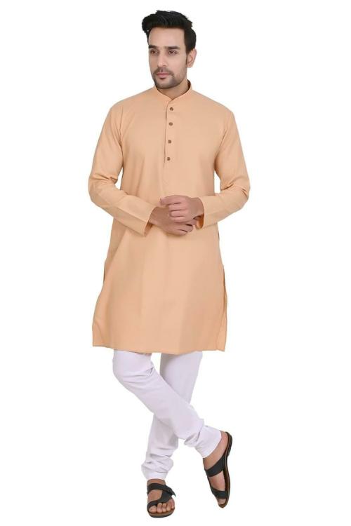 Sheriff Men's Cotton Blend Cream Solid Kurta with Cotton Aligarhi Pyjama|Men's Kurta Pyjama|Festive Kurta Pyjama|