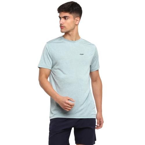 Half Sleeve Regular Fit Polyester Grey Millange Texture Sports T-Shirt for Men