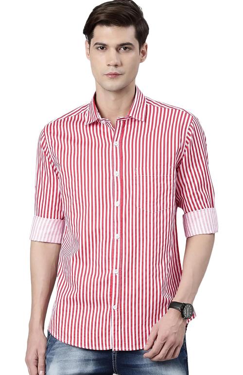 DEZANO Men Cotton Red Shirt L