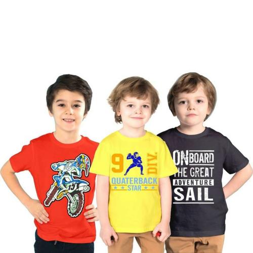 Shaksi Boys Black,Red,Yellow 100% Cotton T-Shirt_Multicolor_6-7 Y