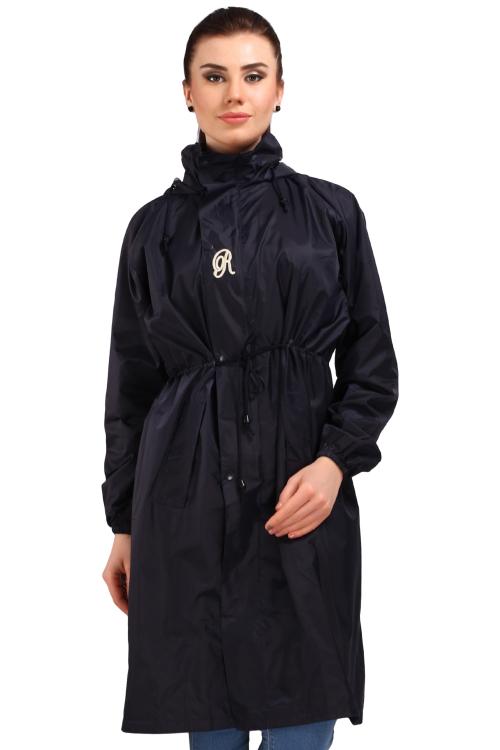 Real Scooty Coat Zipper & Snap Reversible Long Raincoat | Full Length for Women | Heavy Waterproof Rainwear | Portable Rain Suit (XXL, Black)