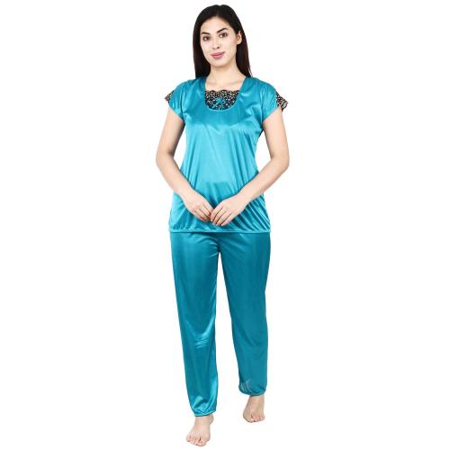 Buy Come 4 Try Women's Satin Plain/Solid Gold Satin Night suit. Top