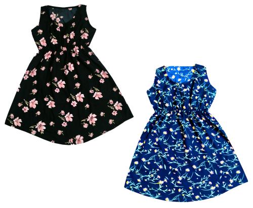 IndiWeaves Girls Crepe Digital Printed Frock Dress (Pack of 2) Multicolor