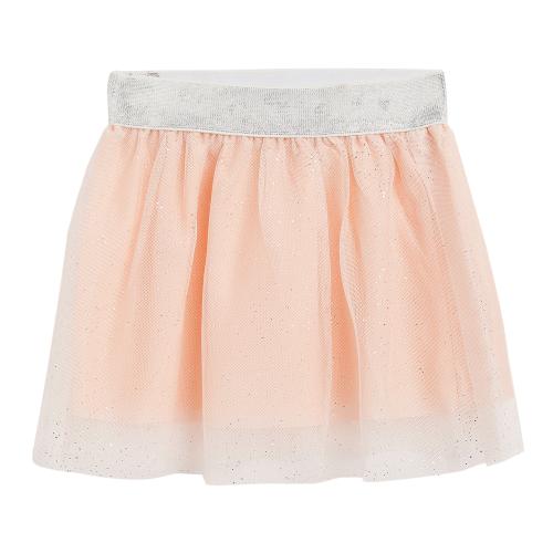 Camey Fancy Foil Baby Pink Skirt 6 Layers with Silver lurex elasticated waistband