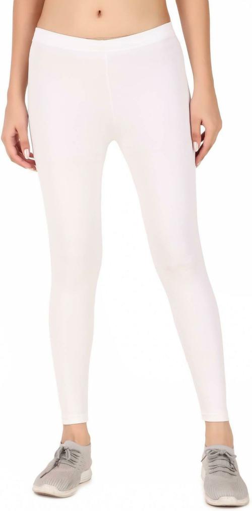 Buy CO COLORS Women White Solid Lycra Blend Legging XXL Online at