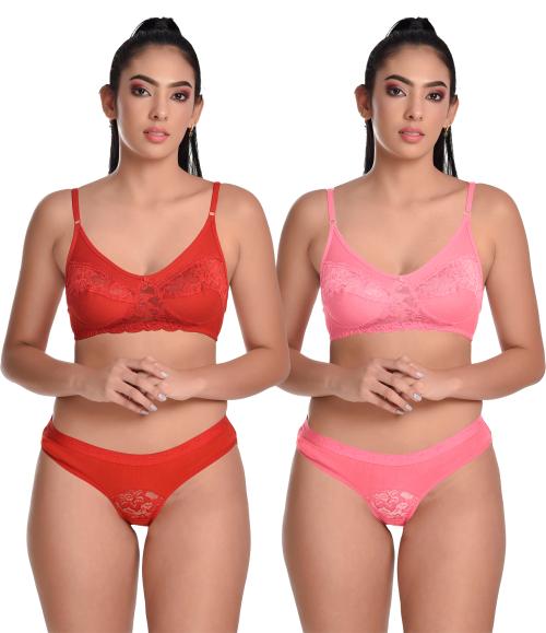 MADAM Bra & Panty Set for Women ll Ladies and Girls Lingerie Set (pack of 2)