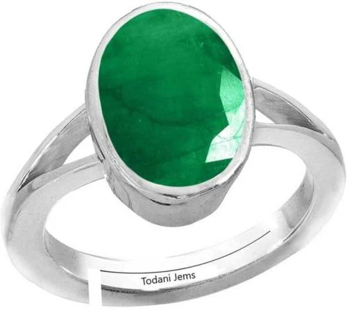 Chopra Gems & Jewellery Gold Plated Brass Precious Emerald Stone Ring (Men and Women) - Adjustable