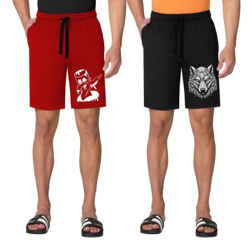 WYATT Mens Regular Cotton Printed Shorts ( Pack of 2 )