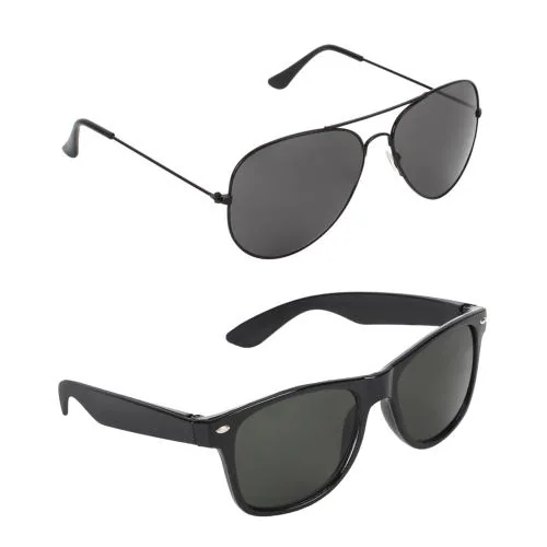 Zyaden UV Protection 1 Aviator Sunglasses & 1 Wayfarer Sunglasses Full Frame Combo (Men And Women) COMBO#2340
