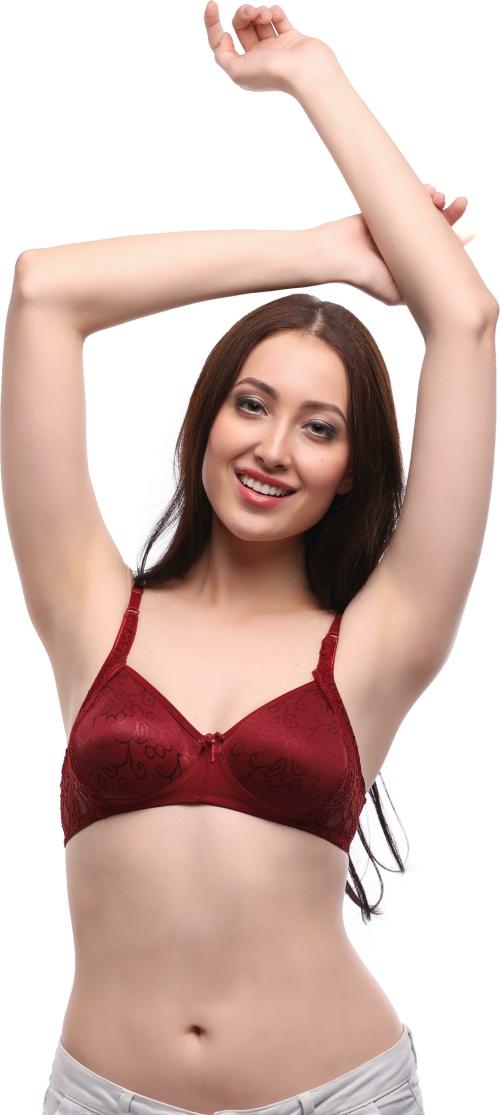 DAISY DEE Maroon Self Design Pure Cotton Bra