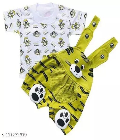 BETRAX Cute Elegant Boys & Girls Dungaree-Size-0-1Y-Gold