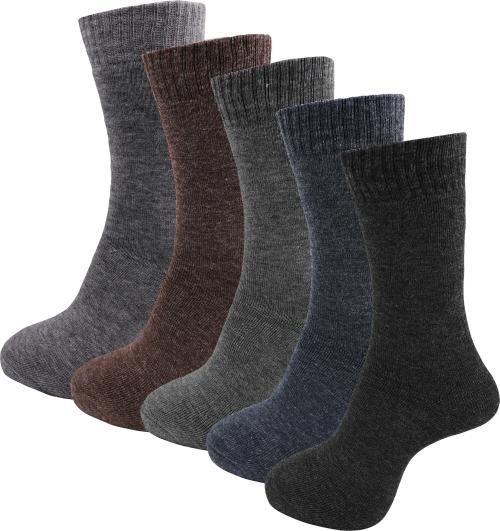 RC. ROYAL CLASS Men's Woolen Calf Length Solid Thick Terry Winter Wear Socks (Multicolor, Free Size) - Pack of 5 Pairs