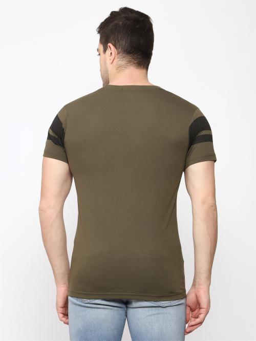 Mischief Monkey Dark Green Color 100% Cotton Printed Tshirt For Men