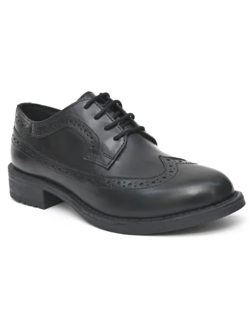 Buy Fresh1947Feet Leather Girls School Shoes (Black) Online at Best
