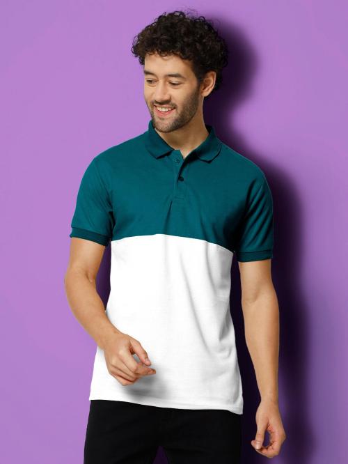 Urban Buccachi Men Multicolor Colorblock Cotton Blend Polo Neck T-Shirt (S)