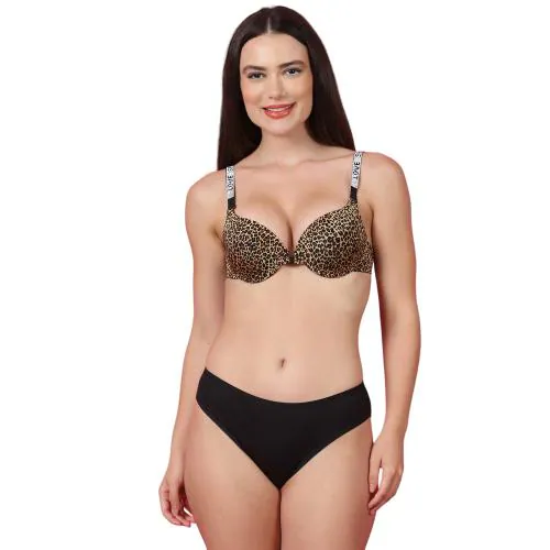 PrettyCat Women Brown Underwire Pushup Padded Bra Panty Lingerie Sets