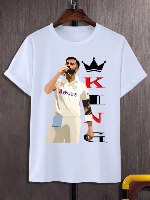 VIRAT KOHLI TSHIRT | CRICKET TSHIRT | DHONI TSHIRT FOR BOYS ROUND NECK WHITE POLESTER PRINTED TSHIRT Cricket Virat Kohli Dhoni Rohit India tshirt Jersey