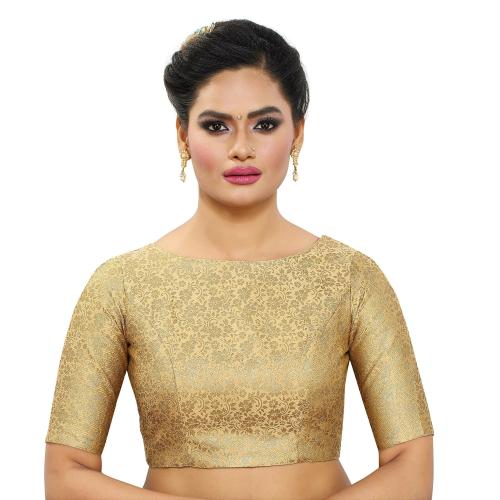Madhu Fashion Women Gold Polyester Readymade Blouse (38)