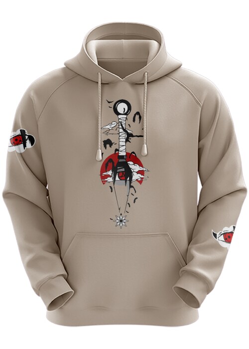 Beige - Medium Naruto Anime Kunai Itachi Unisex Hoodie For Men And Women TeesTheDay