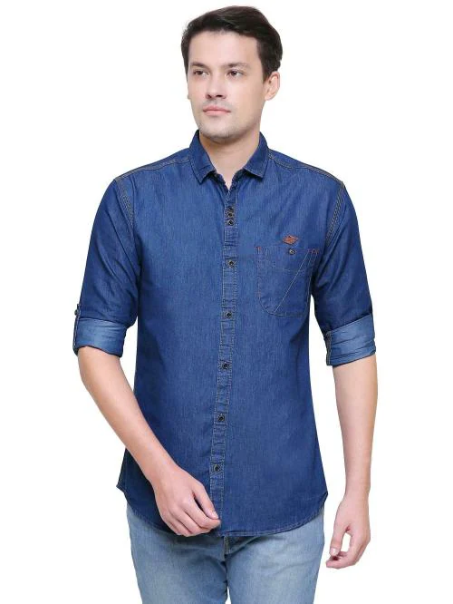 Kuons Avenue Denimax Blue Men's Denim Casual Shirt
