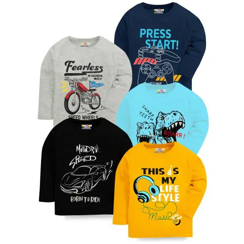 KUCHIPOO Boys Regular Fit Cotton T-Shirts KUC-TSHRT-225, Multi-Colored | Boys Tshirt | Kids Wear | T shirt for Kids | T shirt for boys | Boys t tshirts