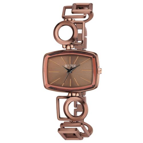 Matrix Timepiece Blush Collection | Minimalistic Dial With Bracelet Style Chain Analog Watch For Women & Girls