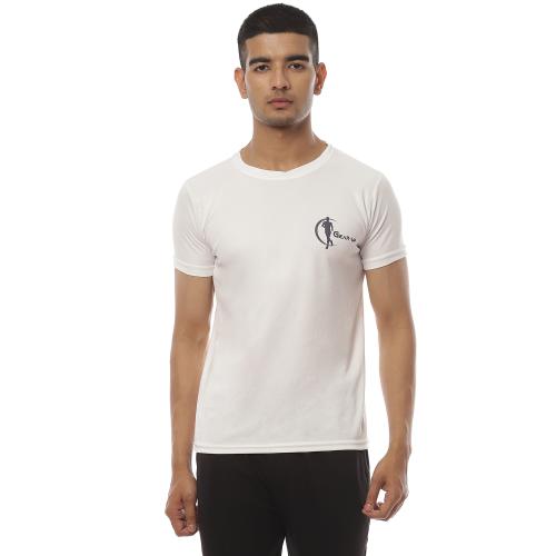 Gear Up White Round Neck Sports T-shirt - Polyster