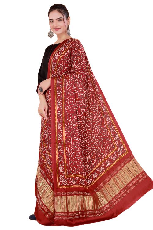 DESI BUTIK Desibutik Women's Gaji Silk Dupatta, Width 38 inch, Length 2.5 meter