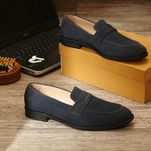 MONKS & KNIGHTS Federal Blue Suede Leather Loafer For Men Moccasin Shoes
