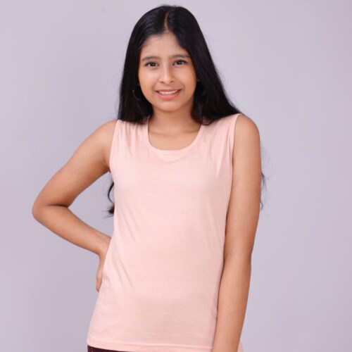 GFU GOD FOR YOU Baby Girl Vests for 7 to 8 year|U Neck Baby Girls Plain Spaghetti Tank Top Vest Camisole Sando for Girls | Unisex Kids T Shirt Tops Sleeveless (Pink, Pack of 1) 