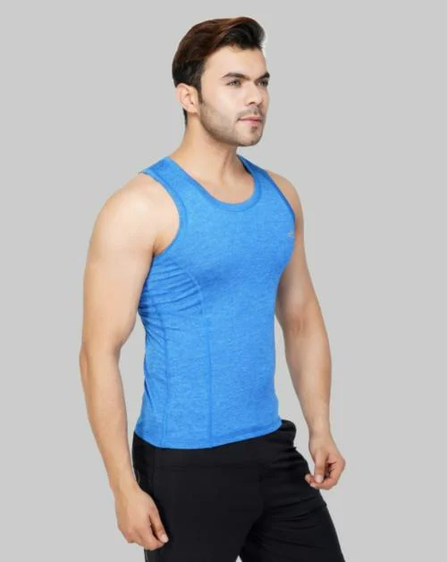 VECTOR X Men Blue Solid Polyester Round Neck T-shirt