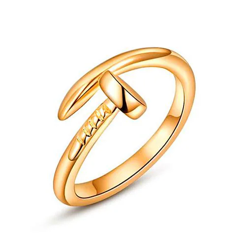 Fashion Frill Golden Ring For Girls Gold Plated Style Nail Screw Design Adjustable Gold Finger Rings For Women Girls Anniversary Gift