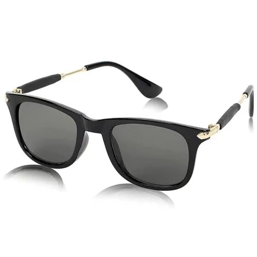 Eymen I Unisex Full Rim Square Polarized Sunglass with UV Protection- Black