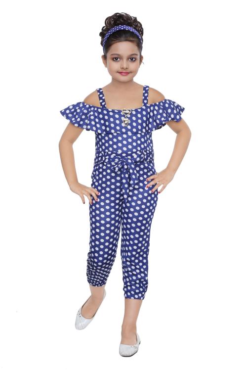 Burbn Printed Jumpsuit for girls6-7 YDark Blue