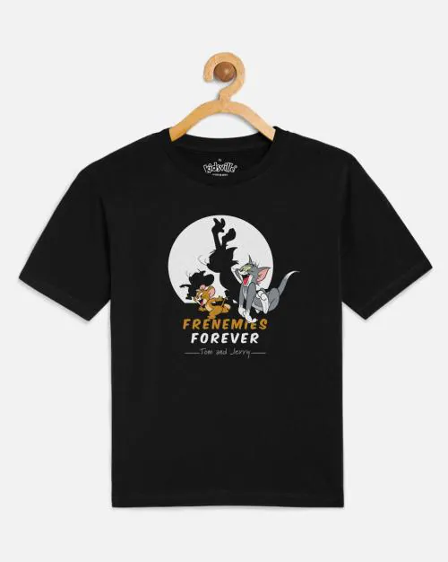 Kidsville Kids Boys Tom & Jerry Printed Black Tshirt