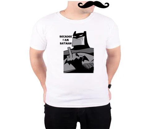 Mooch Wale Because I Am Batman White Quick-Dri T-shirt For Men - White, M