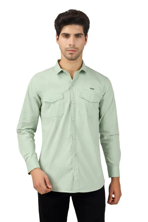 tdi Full Sleeves Formal Slim Fit Pista Green Shirt with Regular Collar Shirt | 100% Cotton Fabric