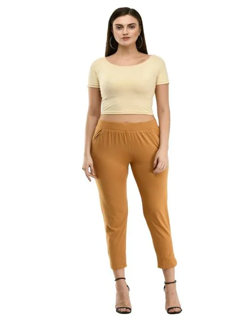 Comfortable and Chic: Mustard Cotton Hosiery Jeggings for Women