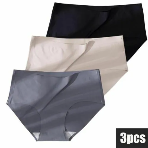 AMCUBE TECH Ice Silk Panty, Briefs Woman Seamless Underwear Panties Seamless String(Pack of 3) Multicolor_03-XL