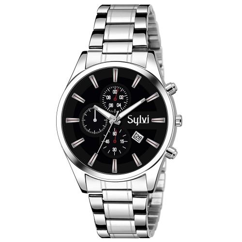 Sylvi Analog Black Dial Silver Strap Watch For Men JioMart
