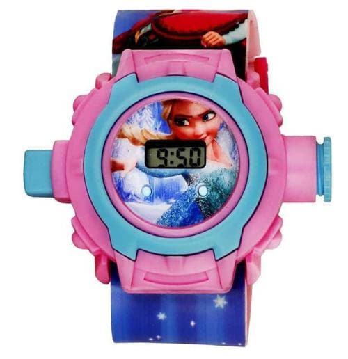 Zest4KidsMulticolor Dial Black Strap Cartoon Character 24 Images Projector Watches For Kids