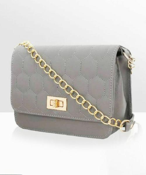 SAHAL FASHION Grey PU and Fabric Sling Bag 5 L - Mini