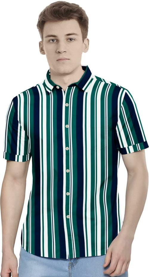 CB-COLEBROOK Men Multicolor Striped Cotton Blend Shirt (S)