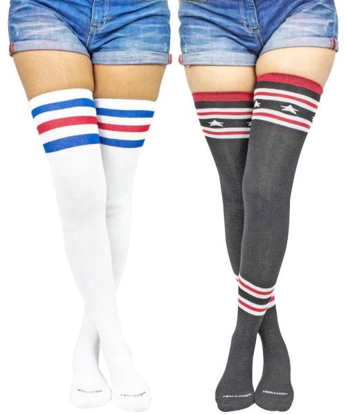 Neska Moda Womens Black, White Ankle Length Stockings