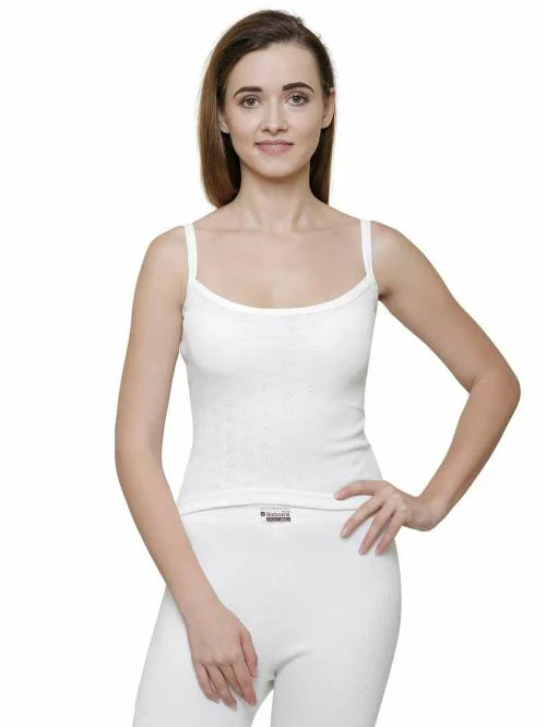 BODYCARE Women White Solid Cotton Blend Thermal Tops