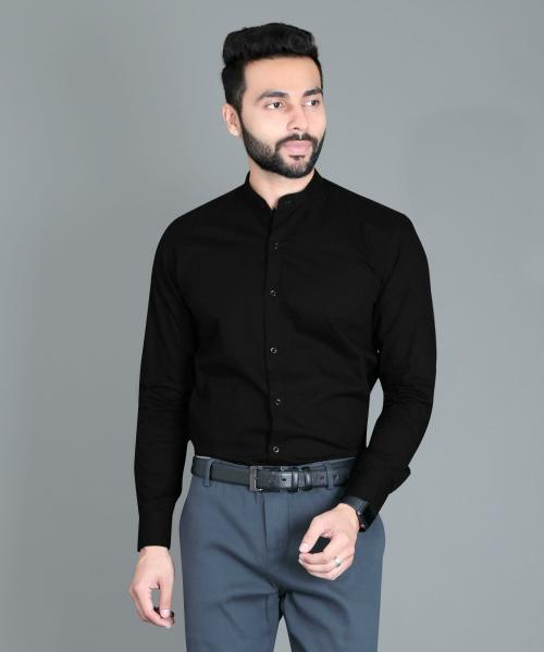 5TH ANFOLD Men Black Solid Pure Cotton Formal Single Shirts (XXXL)