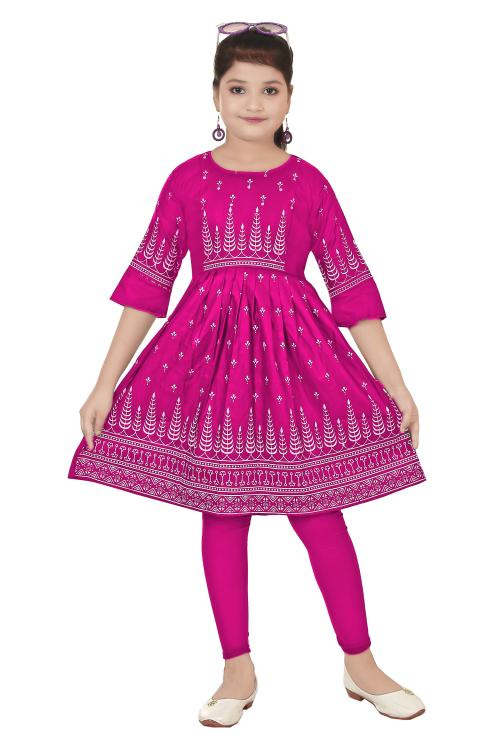 Burbn girls pink kurti leggings set