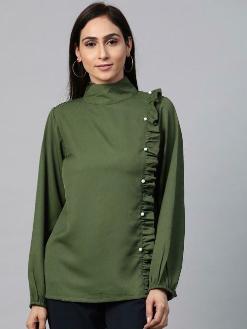 plusS Women Olive Solid Top